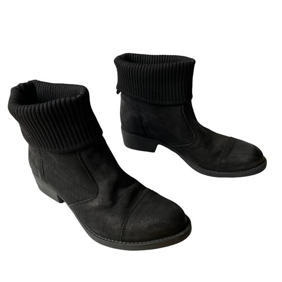 Sesto Meucci Ankle Boots Black Knit Cuff Western Bootie Women's Size 6 - Picture 2 of 11